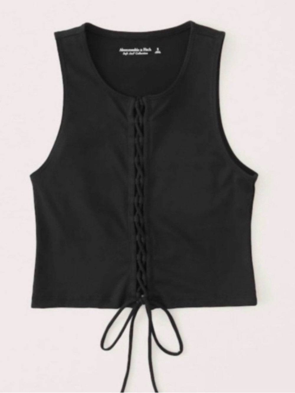 Abercrombie & Fitch Black Front Lace-Up Crop Tank